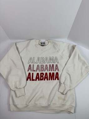 Vintage Alabama Crimson Tide Sweatshirt White XXL Made In USA Distressed